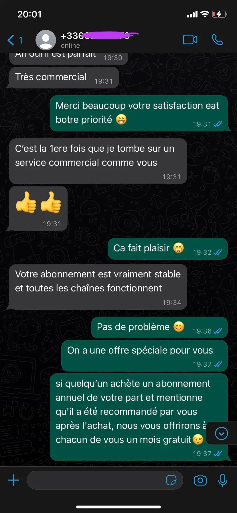 Avis client WhatsApp IPTV Smarters Pro France € satisfaction service