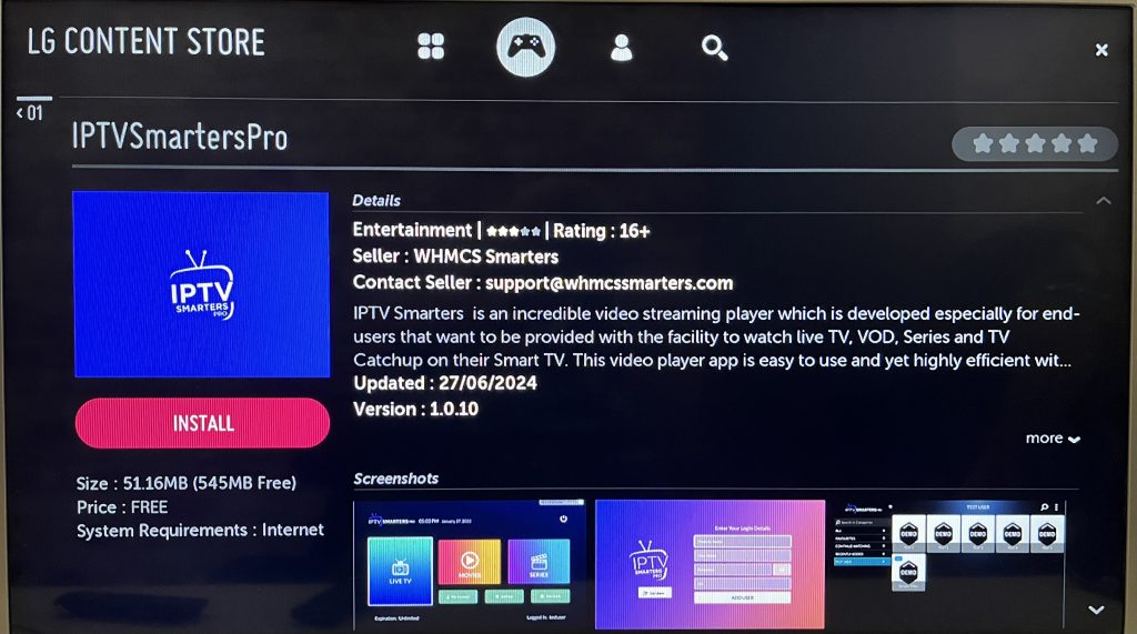 LG Smart TV app store
